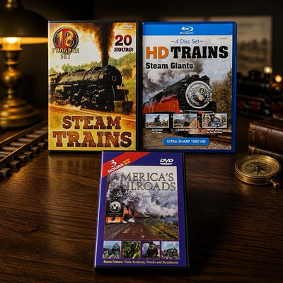 #ad Steam Trains amp; Steam Train Legacy on DVD HD Trains Steam Giants on blu ray $48.99