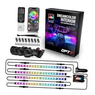 Aura DreamColor RGB-IC LED Car Interior Light Strips, 4PC 4 PCS Single Row