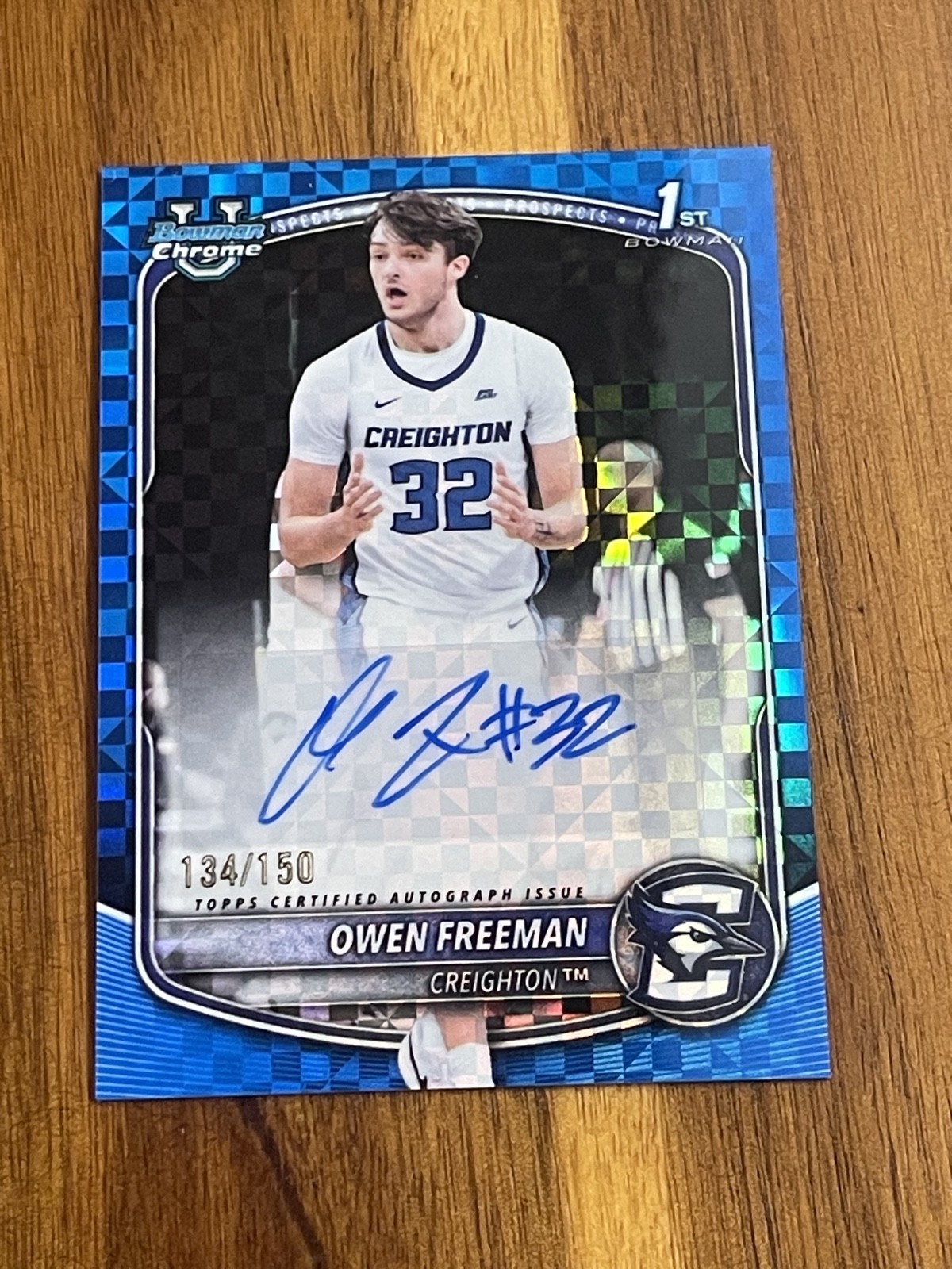 2025-26 Bowman - Chrome Prospect Autographs Owen Freeman #CPA-OF Blue Mojo...