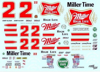 Powerslide #22 Miller High Life 1983 Bobby Allison 1/24 Nascar waterslide decal
