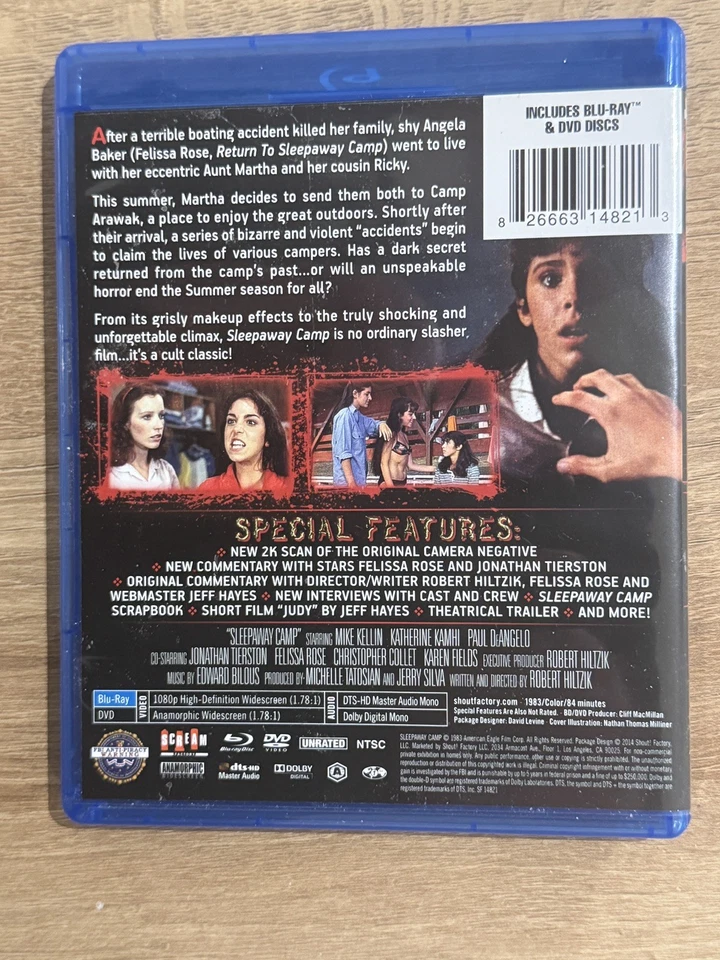 SLEEPAWAY CAMP Scream Factory Collectors Edition Blu Ray & DVD combo REGION A - Image 2 of 3