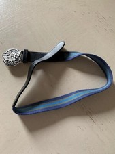 New 120 Armani Junior Boy Leather/Canvas Belt Blue US S 63 Eu Italy
