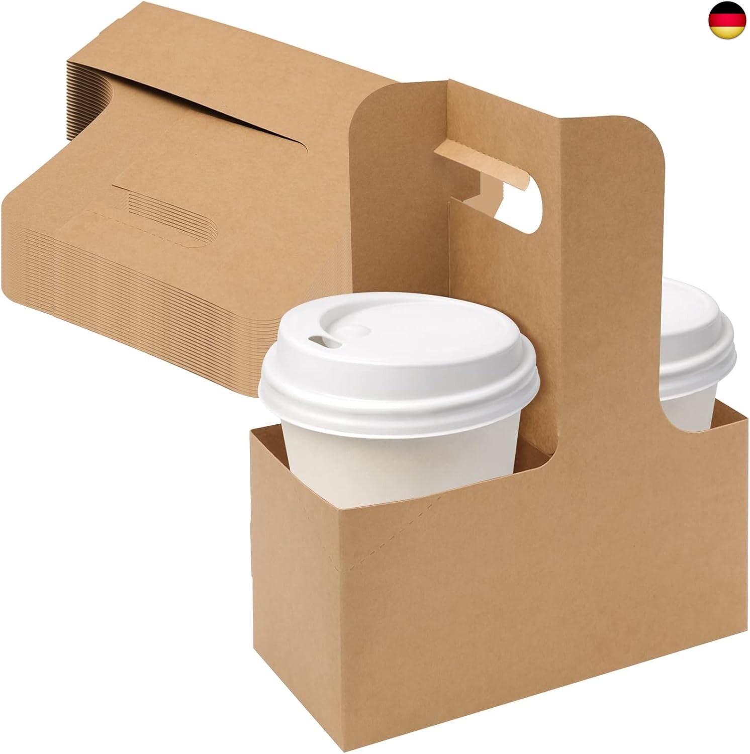 Becherträger Pappe Kaffee Getränkehalter Getränketräger 25 Stück Kraftpapier 2 T
