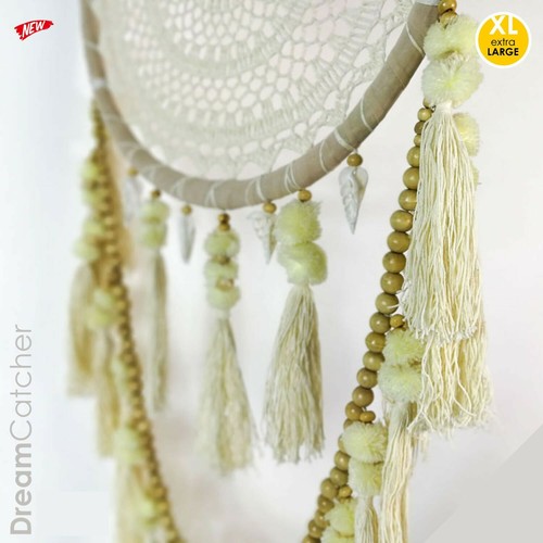 Macramé colgante de pared bohemio hecho a mano grande atrapasueños - Imagen 6 de 8