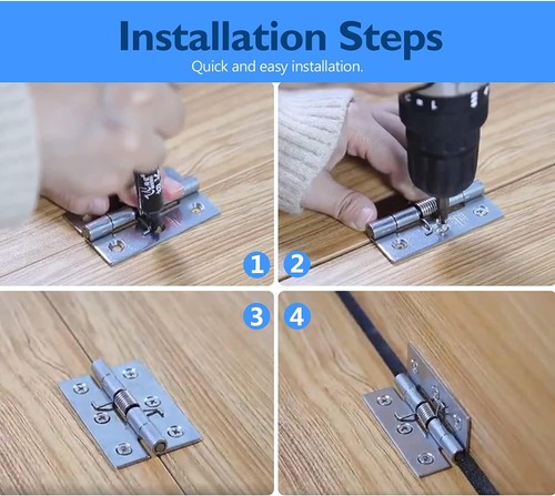 4 Pcs Spring Loaded Hinges for Cabinets 2 Inch Length Stainless Steel Spring Hi - Picture 6 of 11