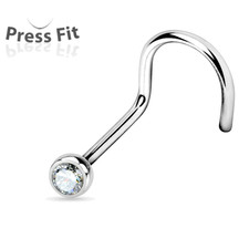 10 PCS 20G 18G 2MM CZ GEM 316L SURGICAL STEEL NOSE SCREW STUD RING PIERCING