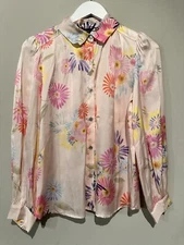 FRNCH PARIS BUTTON UP TOP BLOUSE Floral Spring Summer Women Size XS