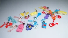80s Vintage Plastic Clip Charms Lot 20 Retro Charms Phone Skate Bells