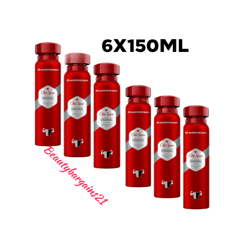 Old Spice Original Body Spray Long Lasting Fragrance 0 % Aluminiumsalts 6X 150ML