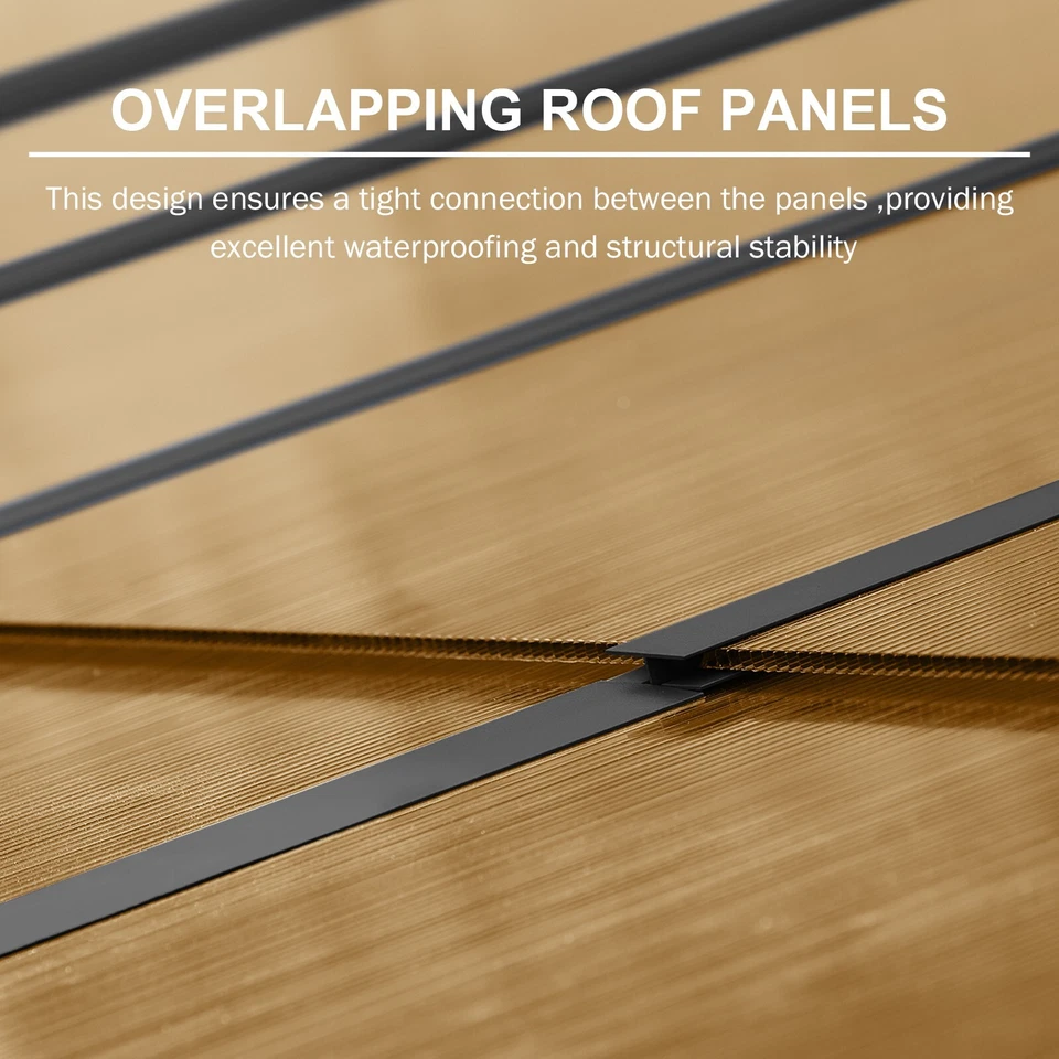 Aoodor 13x10FT Patio Wall-Mount Lean to Pergola Gazebo Shelter Polycarbonate Top - Image 4 of 4