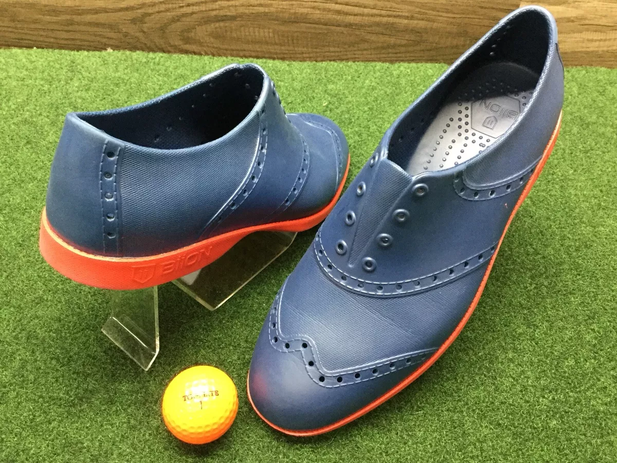 Biion Mens Wingtip Golf Shoes Oxford Brown Orange Spikeless Perforated Mens  Sz 7 | eBay