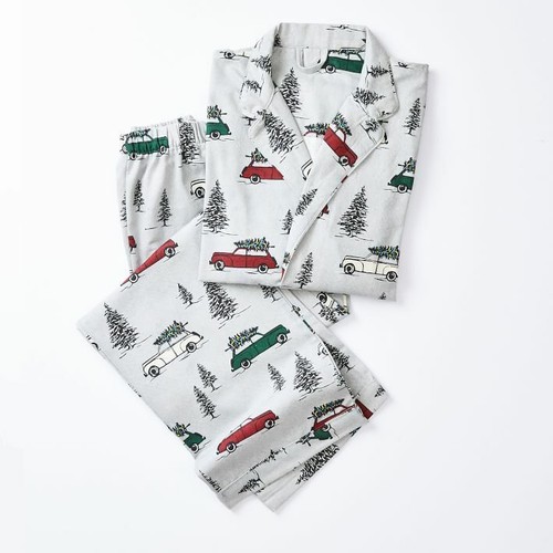 Pottery Barn Teen Driving Home Christmas Flannel Pajama Set Cars Youth Sz Large - Picture 2 of 2