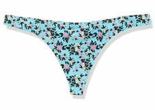 Maidenform Women's Thong Panty, Cluster Floral Print/Blue Horizon, XL/8 NWT