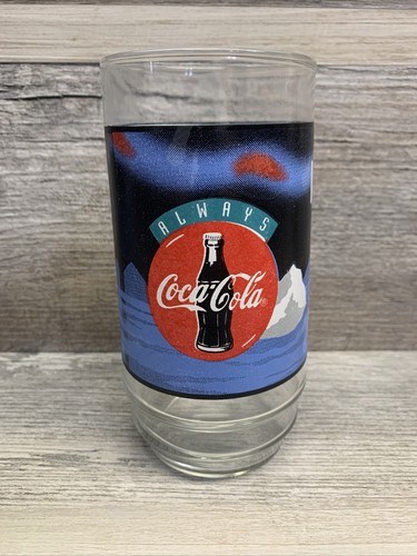 Coca-Cola Coke 16 oz Glasses Set of 7 Always Cool Polar Bear 1995 Blue and Red - Picture 5 of 7