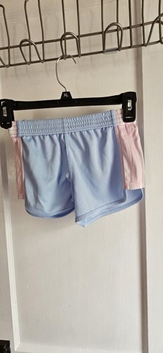 Adidas Athletic Shorts Girl's Size 7, blue/white/pink/3 stripes new - Picture 7 of 7
