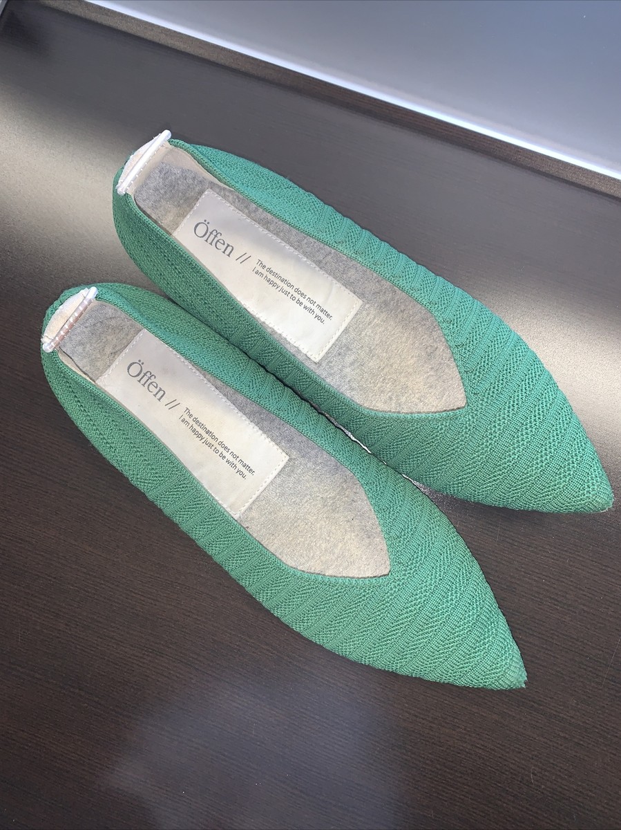 Offen (Japanese Brand) Green Woven Pointed Toe Flat women size