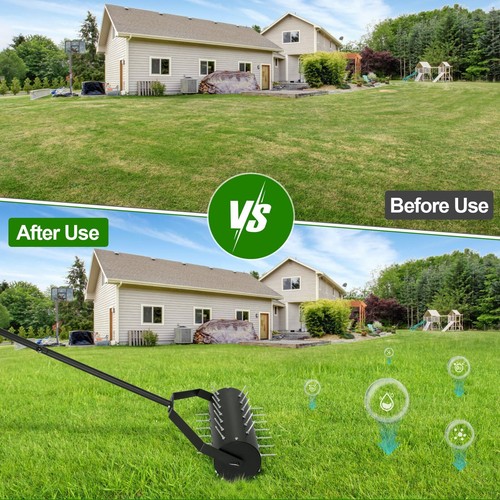 Aeratore per prato a rulli 18 pollici strumento 50"-70" manico aeratore a punta resistente con... - Foto 6 di 8