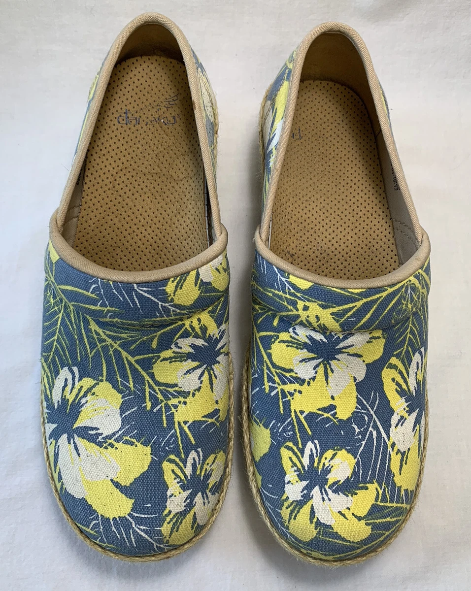 Womens Dansko Blue Flower Clogs Nurse Slips Resistant Shoes Size