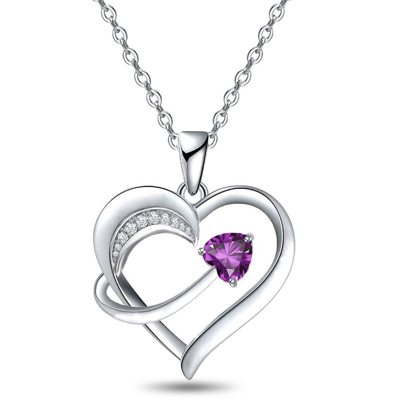 Heart Necklace 14k White Gold Plated Cupid Heart Pendant Necklace For Women - Product main view