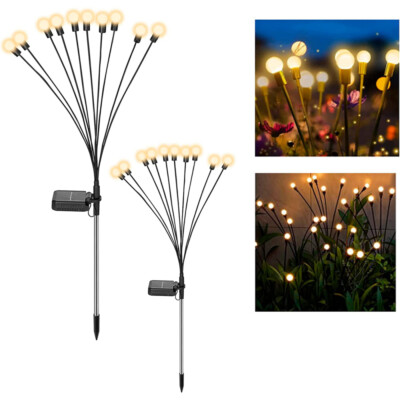 10 LED Glühwürmchen Leuchte Solar Gartenlichter Wasserdicht Firefly Solarlampen