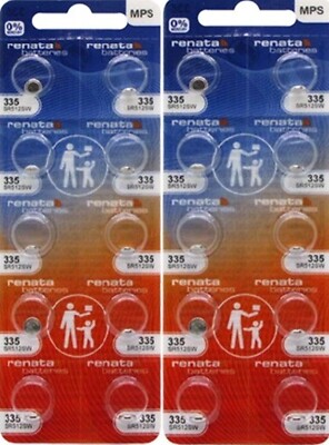 20 Renata 335 SR512SW Silver Oxide 1.55v 0% MERCURY Batteries EXP 02/2028