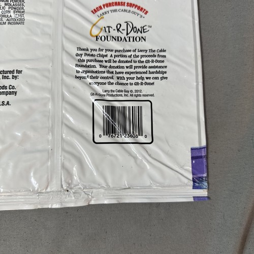 Larry the Cable Guy Tator Potato Chips Barbecue Rib Flavored Empty Bag 2014 - Picture 8 of 12