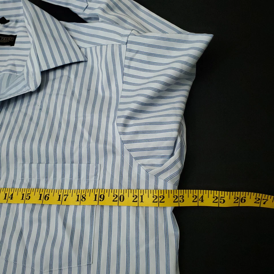 Camisa con botones Donald Trump Signature Collection para hombre 16 32/33 azul a rayas Foto 4 de 4