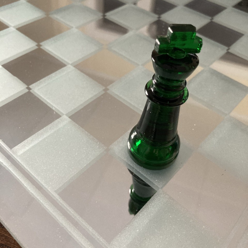 Green King Glass Chess Peice eBay