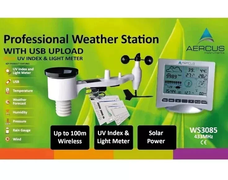 Aercus WS3085 Wireless Weather Station with USB Upload + UV Index & Light Meter - Image 4 of 4