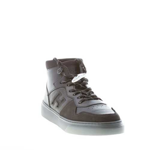 HOGAN men herren schuhe H365 Basket stil schwarz leder und nubuk sneaker - Bild 2 von 7