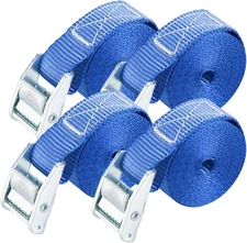 Cartman 1" x 12'Lashing Straps w/ Adjustable Cam Buckle Tie Down, Blue 4 Pack