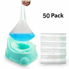 50 Pcs Disposable Travel Potty Liners Portable Training Toilet Seat Bin Bags UK