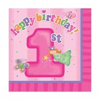 Servietten 1. Geburtstag, Rosa, 16 StüCk