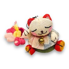 Maneki Neko Japanese Lucky Cat Strap Keychain Kawaii Cute Plush Struffed Fabric