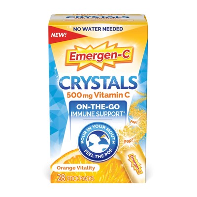 (2PK) Emergen-C Crystals 500 mg Vitamin C, Orange 28 Stick Packs 076314608638VL