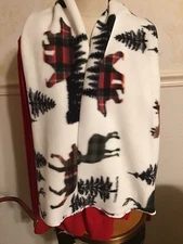 Brand New Christmas Scarf.Super Soft, Everest Plaid Animals In Line. 68" x 12"