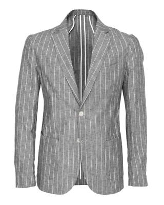 NWT EZZELINO SPORT COAT jacket blazer linen cotton grey luxury Italy 46 us  36 UK