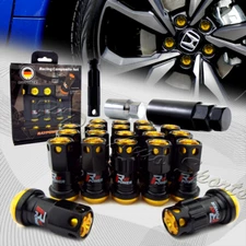 20-PCS Black/Gold Aluminum Close End Heavy Wheel Lug Nuts+Socket Key M12x1.25mm