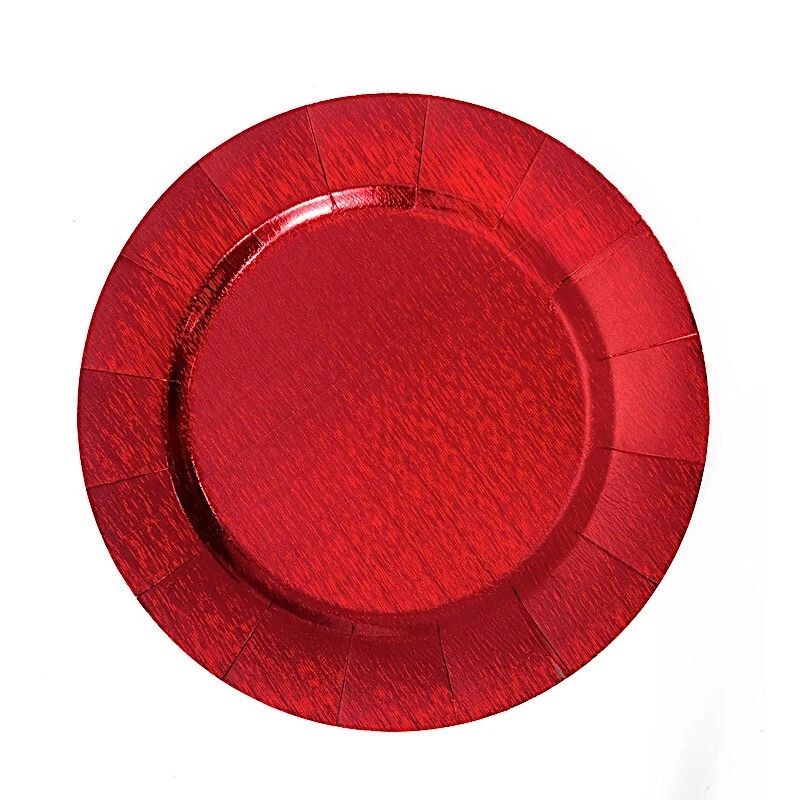 PLATOS CARGADOR PAPEL DESECHABLES ROJOS 10 redondos 13" boda fiesta eventos suministros Foto 4 de 4