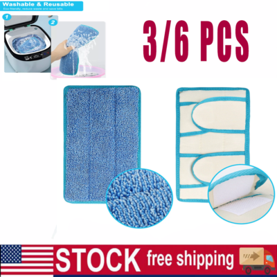 #ad 3 6pc Reusable Mop Microfiber Cleaning Pads Fit Swiffer Wet Jet Dry Wet Washable $9.99