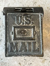 ANTIQUE c.1926 AC WILLIAMS CAST IRON US MAIL MAILBOX TOY MECHANICAL STILL BANK