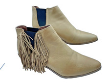 Stivaletti Zara Basic EU 36 dettagli frange scamosciati tacco a blocco stivali chelsea