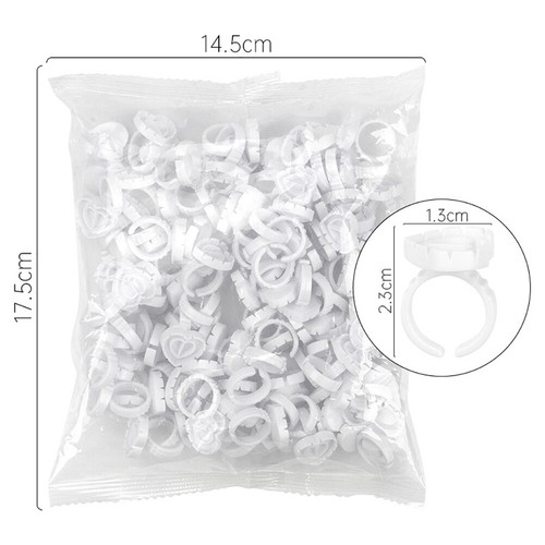 100/200X Disposable Glue Ring Pallet Holder Eyelash Extension Palette Pink/White - Picture 11 of 13