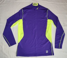 Nike Pro Combat Fitted Purple & Yellow Base Layer Athletic Shirt Large 479925