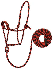 Weaver Leather Braded Mule Tape Rope Halter W/Lead 35-7820-102 Red/Black