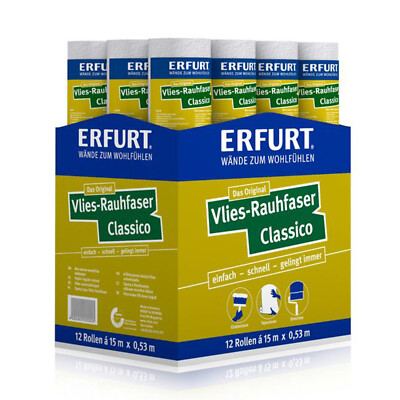 12 Rollen Erfurt Vlies Rauhfaser Classico 95,4m² Tapete Raufaser (1,08 /1qm)