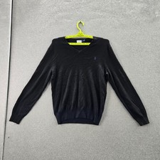 Polo Ralph Lauren Men Sweater M Black Pima Cotton Pony Embroidery Long Sleeve