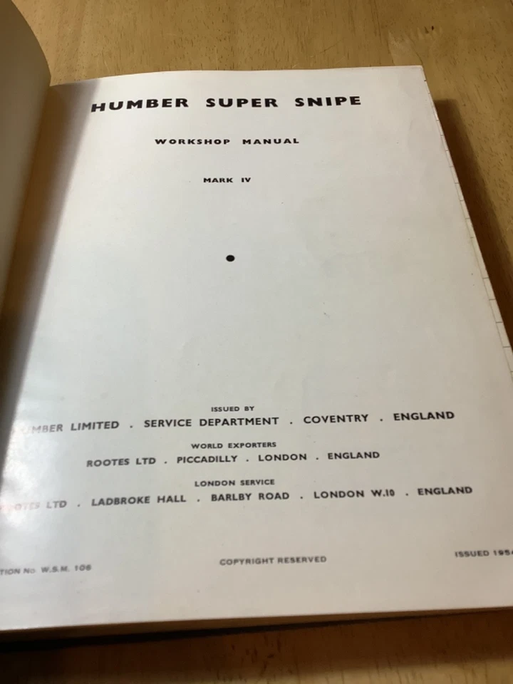 HUMBER SUPER SNIPE MARK IV -  WORKSHOP MANUAL 1954 HARDBACK - Image 4 of 4