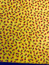 VTG Tiny Ditzy CALICO YELLOW w/ Red and Black Florals Cottagecore BTFQ
