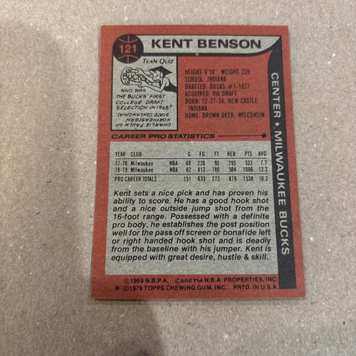 1979-80 Topps #121 Kent Benson Milwaukee Bucks NM+ Free Shipping - Picture 5 of 5